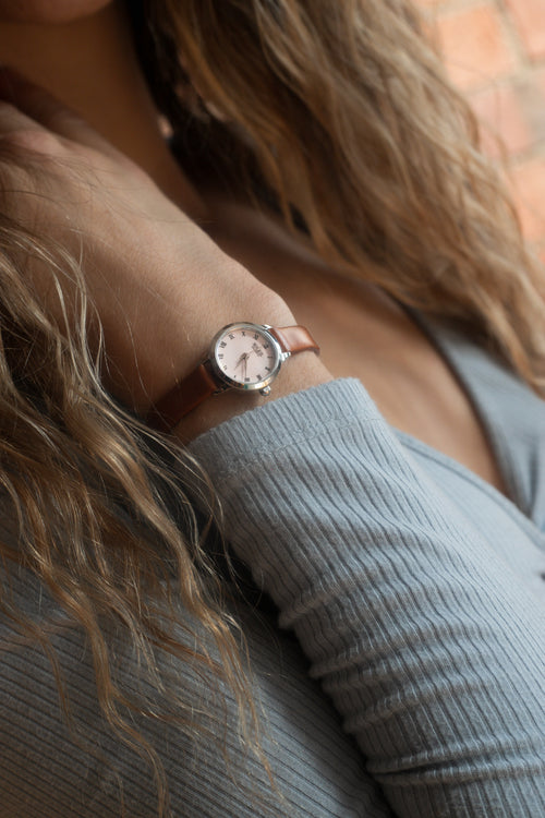 baby pink & silver mini watch, 20mm